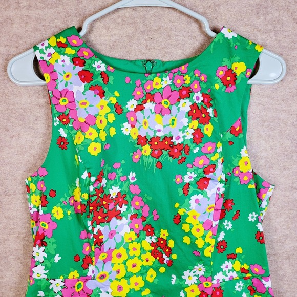 Preppy Green Floral Sleeveless Sundress • Size 6 • Colorful Midi Sundress - Picture 14 of 15
